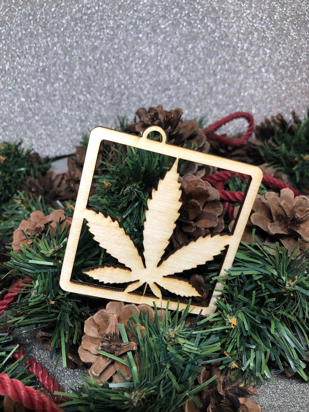 Marijuana Wood Ornaments Pot Leaf Christmas Ornaments Xmas Etsy
