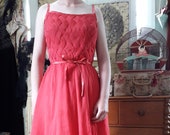 1950s red chiffon dress