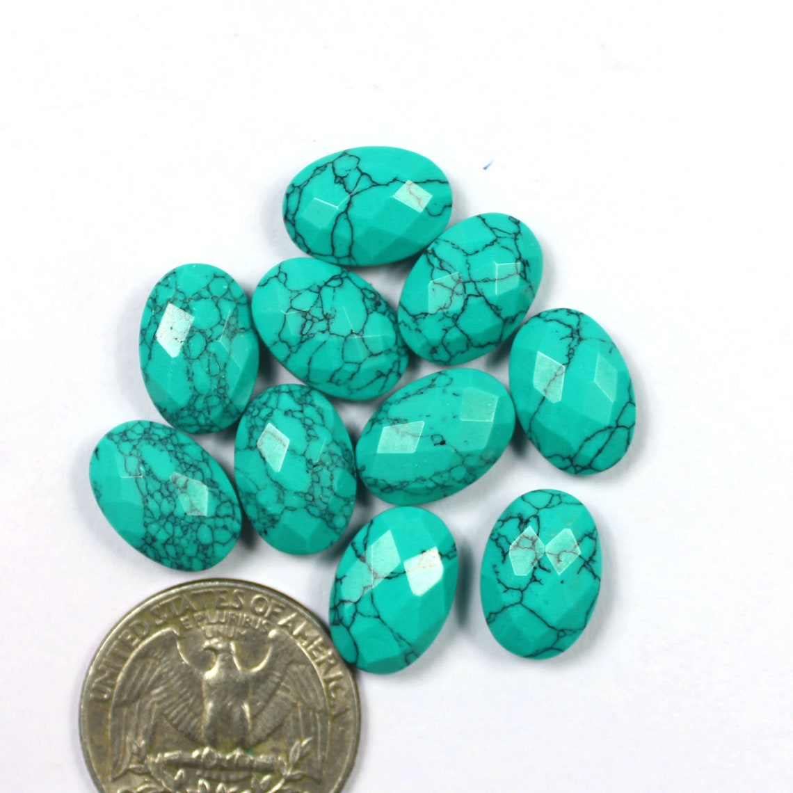 Amazing Synthetic Turquoise Faceted 10 Piece 43 Carat 9x11 Etsy