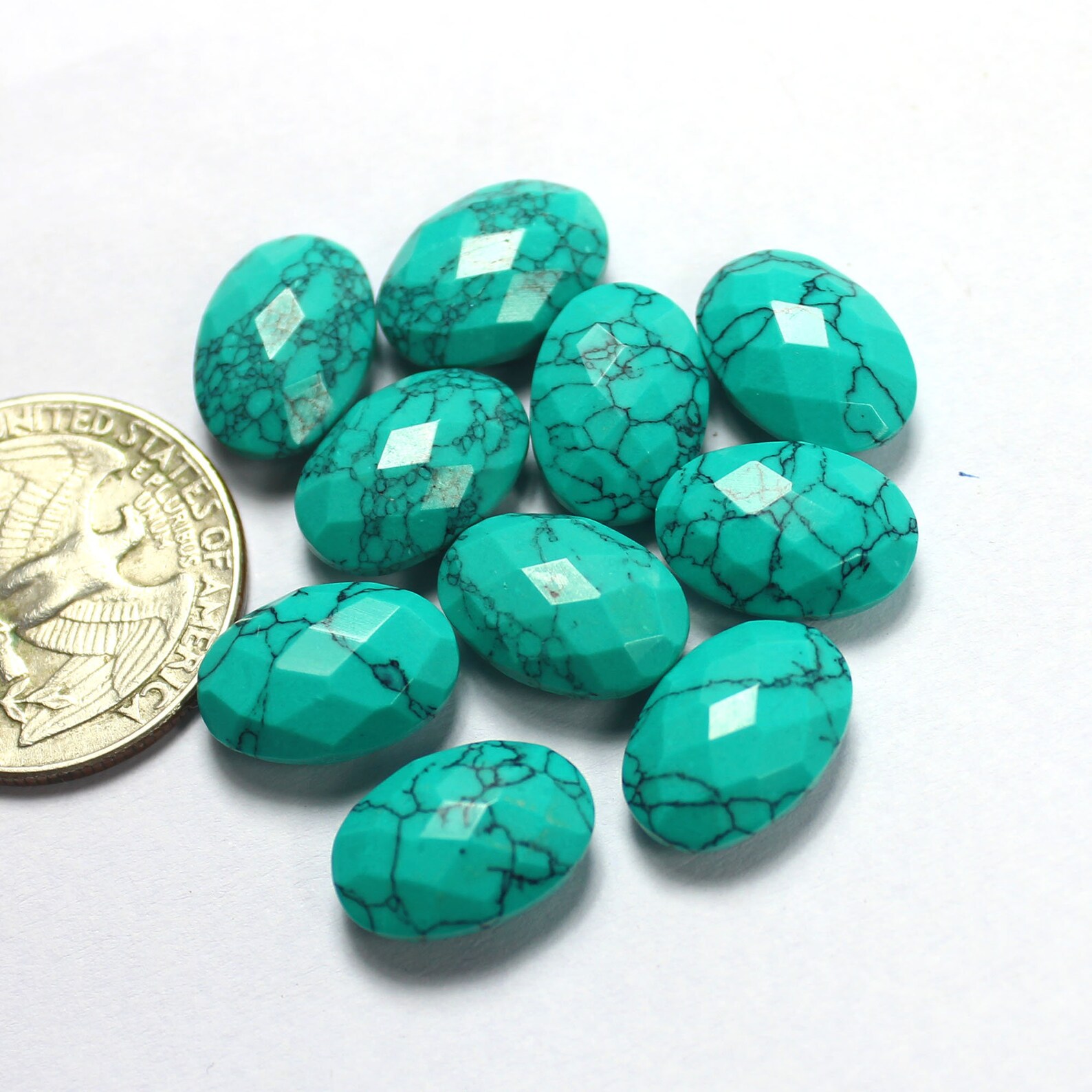 Amazing Synthetic Turquoise Faceted 10 Piece 43 Carat 9x11 Etsy