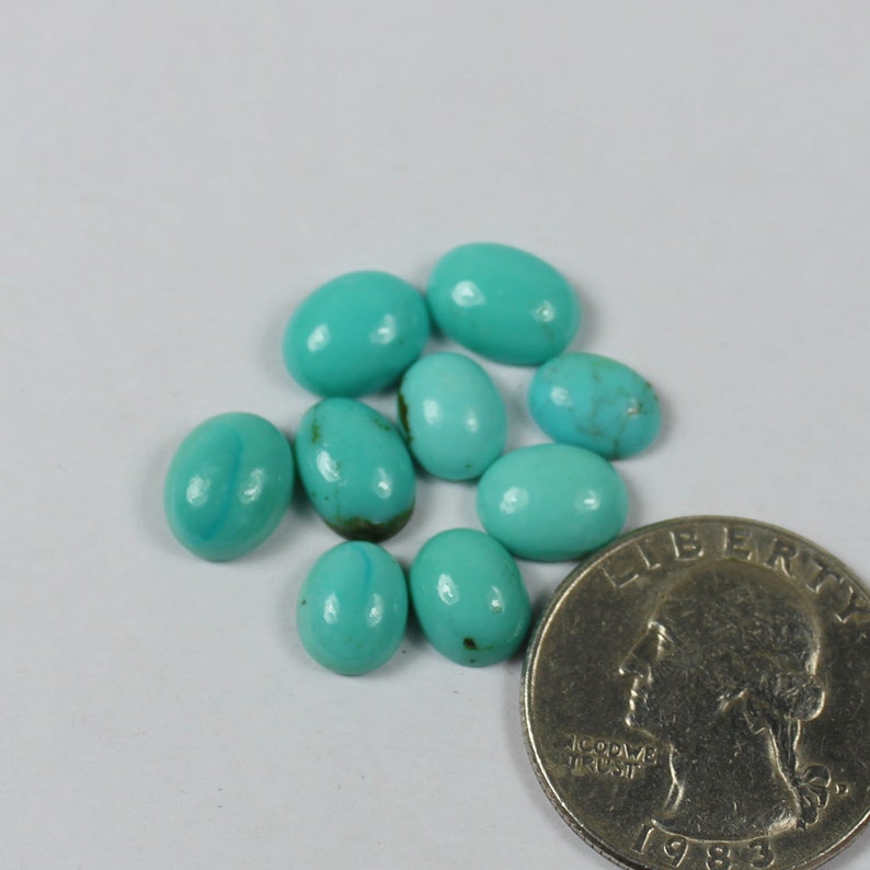 Smooth Handmade Natural Arizona Cabochon jewelry Loose gemstone #AB1759 8x10mm Natural Arizona Turquoise Cabochon Gemstone 9 pcs of 18Cts