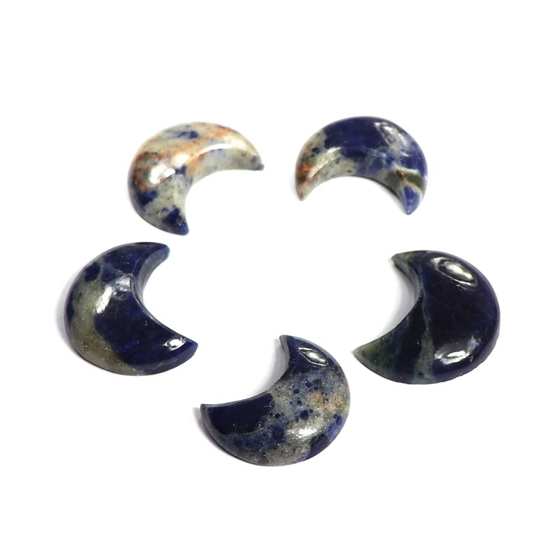 Wholesale Lot Natural Sodalite Half Moons Cabochon,5Pcs,Sodalite Gemstone,Crescent Moons,Blue Sodalite Moons,Loose Jewelry Making Gemstone,