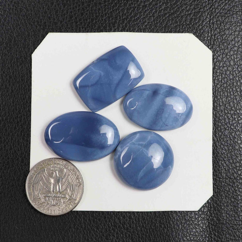 High Quality Natural Blue Opal Cabochon 4 Pieces Fabulous Blue Opal Jewelry Making Loose Gemstone#AB4893