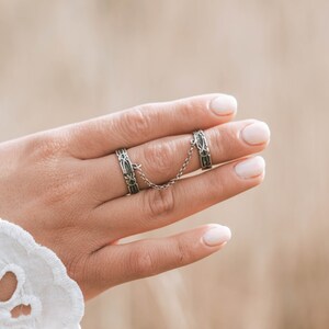 Adjustable Double Chained Ring, Double Silver Ring, Chain Ring, 925 Silver Ring, Boho Ring, Armenian Jewelry, Armenian Ring, Armenian Gift image 3