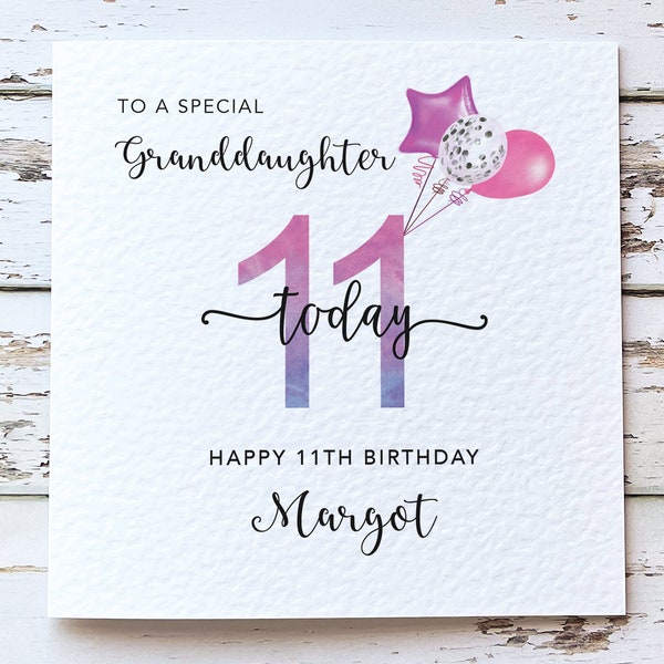 11th birthday card girl, personalised 11th birthday card for niece, Granddaughter 11th birthday, 11th birthday gift for her, for daughter