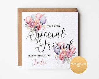 Personalised birthday card for a special friend, best friend birthday gift, birthday card for friend