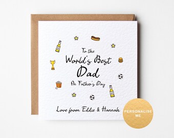 Personalised Father's Day card for the worlds best dad from the kids, for granddad, grampy, from children