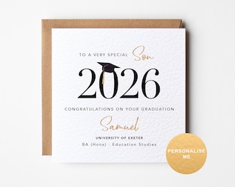 Personalised graduation card for son, graduation gift for grandson, daughter graduation card, for him, for her, for nephew, for niece