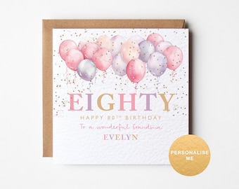 80th Birthday card for her, 80th birthday gift for nan, age 80 card, Sister 80th birthday, for friend, for grandma, for granny for mum
