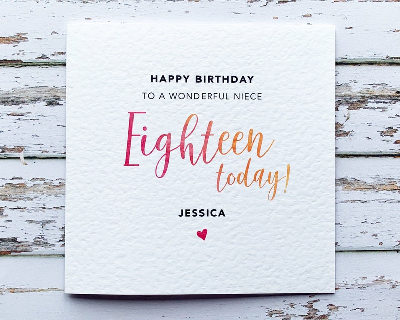 18th birthday card for niece 18th birthday gift girl Etsy