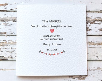 Personalised engagement card for son and future daughter in law, engagement gift for son, congratulations on your engagement