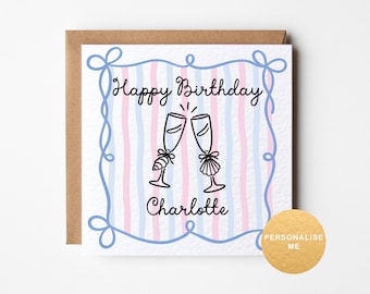 Personalised birthday card for best friend, bestie happy birthday card