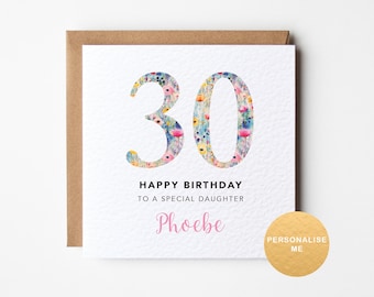 Tarjeta de cumpleaños número 30 para ella, regalo de cumpleaños número 30 para hija, tarjeta de cumpleaños número 30 para amiga, tarjeta de cumpleaños número 30 personalizada para sobrina, para nieta