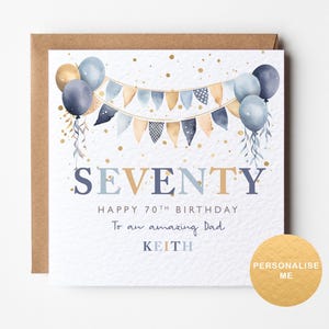 Personalised 70th birthday card for dad, for granddad, for uncle, 70th birthday gift for him, for cousin, for brother, age 70 card