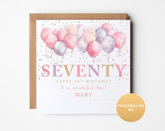 70th Birthday card for her, 70th birthday gift for nan, age 70 card, Sister 70th birthday, for friend, for grandma, for granny for mum