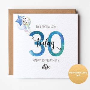 Personalised 30th birthday card for son, 30th birthday gift for nephew, Age 30 card, 30th birthday for him, for fiancé, for grandson