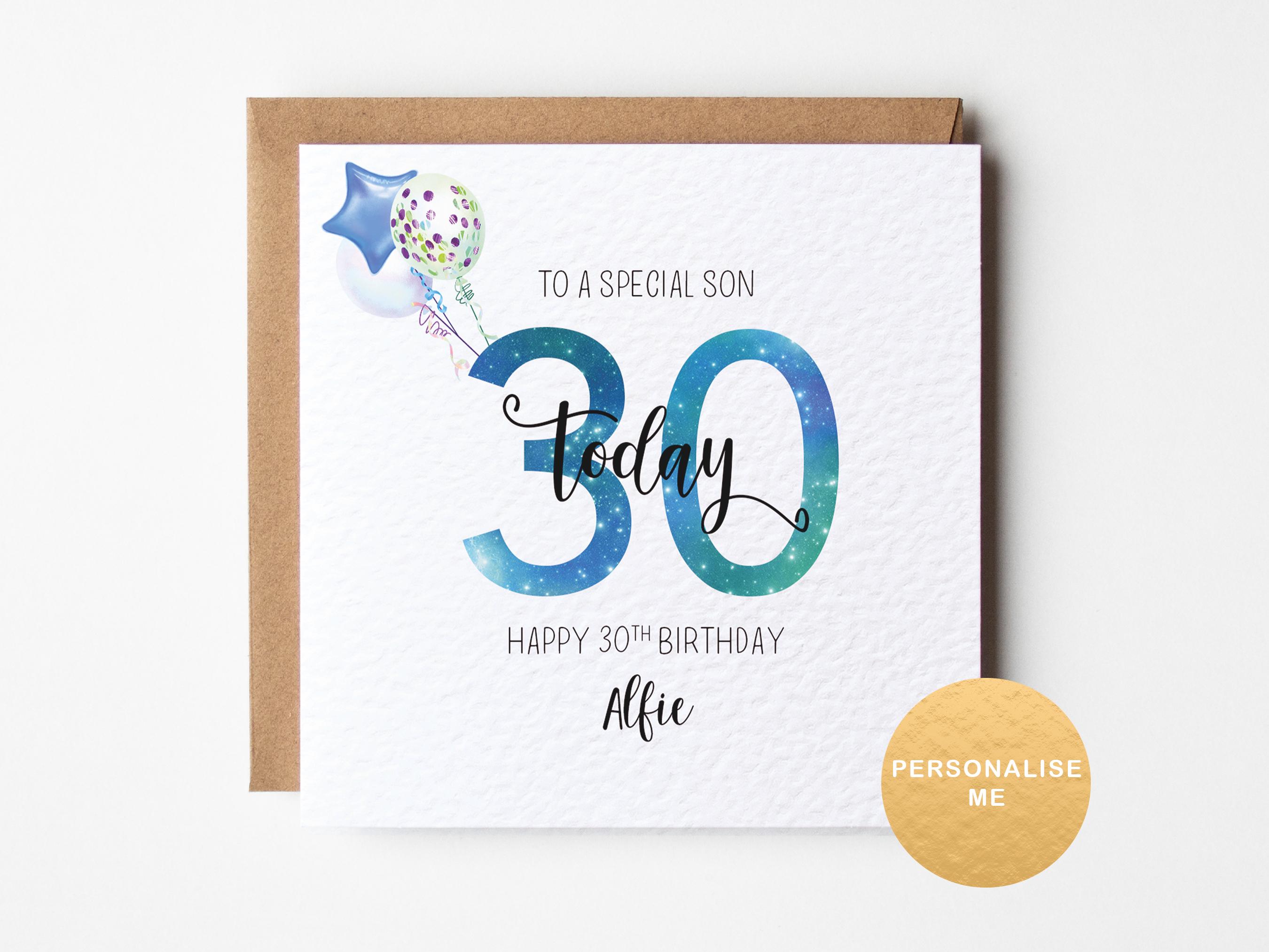 30th Birthday Card For Him Happy 30th Birthday Art Deco Birthday Greeting Card Navy Blue Cake Stand