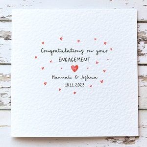 Personalised engagement card, congratulations on your engagement gift, heart engagement card for friends, for daughter, for son