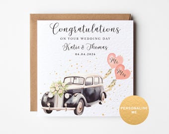Personalised wedding card for friends, Mr & Mrs newly wed, for Niece, Nephew, Grandson, Granddaughter, Custom gift