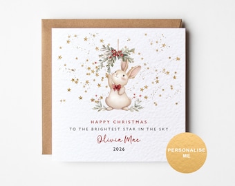 Heavenly Christmas card for Her, for Him, for Someone in Heaven, Brightest Star in the Sky, Personalised Memorial Card, Son , Daughter,