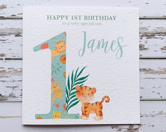 1st birthday card Personalised birthday gift for him | Etsy