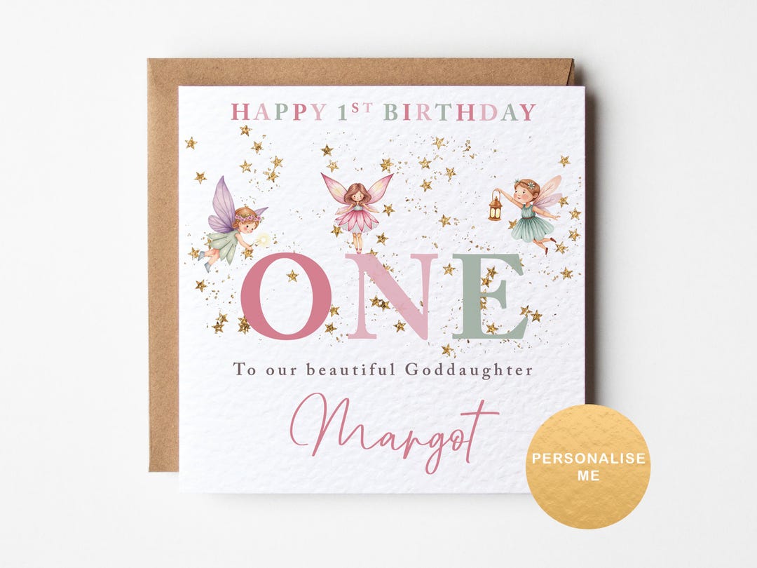Personalised Fairy 1st Birthday Card for Goddaughter, Granddaughter ...