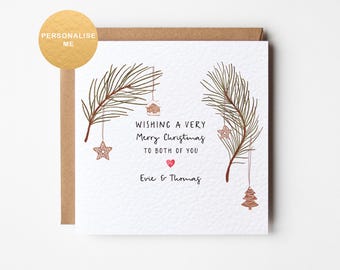 Merry Christmas to both of you card, personalised Christmas card for couples, Christmas gift for mr and mrs, Special couple Christmas card