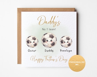 Personalised Daddy's number 1 team Father's Day card, football lover card, from the kids