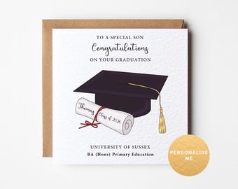 Personalised graduation card for son, graduation gift for grandson, daughter graduation card, for him, for her, for nephew, for niece