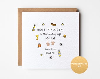 Happy Father's Day card from the dog, from the cat, personalised father's day gift from the pet