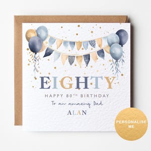 Personalised 80th birthday card for him, for dad, for grandad, age 80 card for special friend, 80th birthday gift for uncle, for brother
