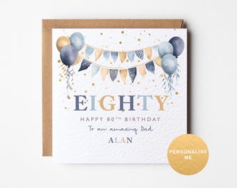 Personalised 80th birthday card for him, for dad, for grandad, age 80 card for special friend, 80th birthday gift for uncle, for brother