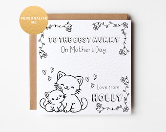 Personalised colour in Mother's Day card from the kids, for mummy, nanny,  grandma, Create your own Mothering Sunday card from the children