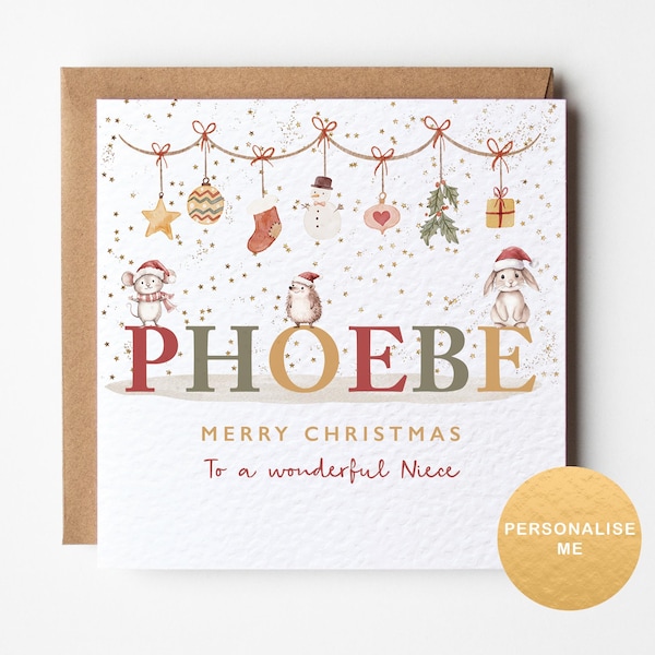 Carte de Noël personnalisée pour nièce, pour petit-fils, pour petite-fille, cadeau de Noël pour enfant, pour fille, pour fils, pour neveu