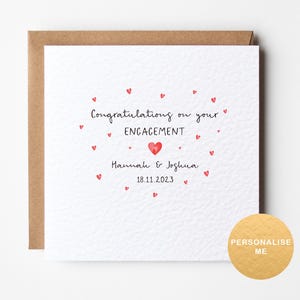 Tarjeta de compromiso personalizada, felicitaciones por tu regalo de compromiso, tarjeta de compromiso en forma de corazón para amigos, para hija, para hijo