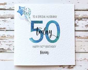 Personalised 50th birthday card for him, 50th birthday gift for husband, age 50 card for dad, for brother, for grandad, for uncle, for son