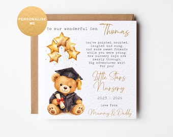 Personalised nursery graduation card for Son, Daughter, Grandson, Granddaughter, Niece, Nephew, friend, preschool leaving card