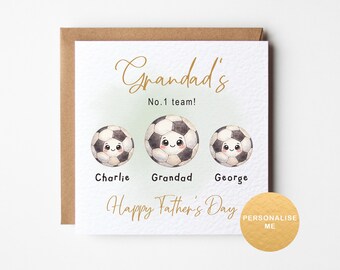 Personalised Grandad's number 1 team Father's Day card, football lover card, from the grandchildren