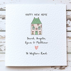 Personalised happy new home card for families, new home gift for friends, new home card for mum and dad, for daughter and son in law