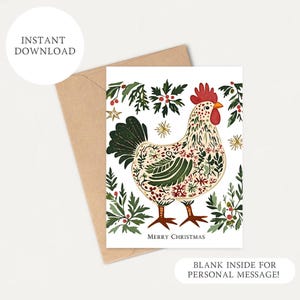 Printable Merry Christmas Chicken Card | Printable Christmas Card | Holiday Card | Greeting Card