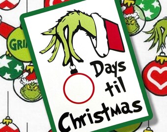 Grinch Countdown To Christmas | Grinch Christmas Countdown | Paper Christmas Countdown | Christmas Countdown | Advent Calendar | Calendar |