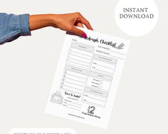 Printable Sourdough Checklist | Sourdough Checklist Digital Download | Sourdough PNG Checklist Printable