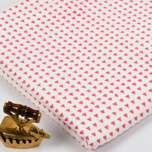 Pink Hand Block Printed Cotton Fabric: Indian Voile Quilt Material, Sewing Fabric by the Yard