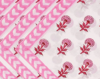 VALENTINE Pink Floral Napkins Hand Block Printed Napkins Cotton Napkin Cloth Napkin Dinner Napkins for Valentine Home Decor Gift for Her