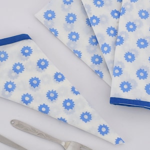 Hand Block Printed Cotton Napkins: Blue Floral Indian Decor, Set of 4 20X20 Wedding