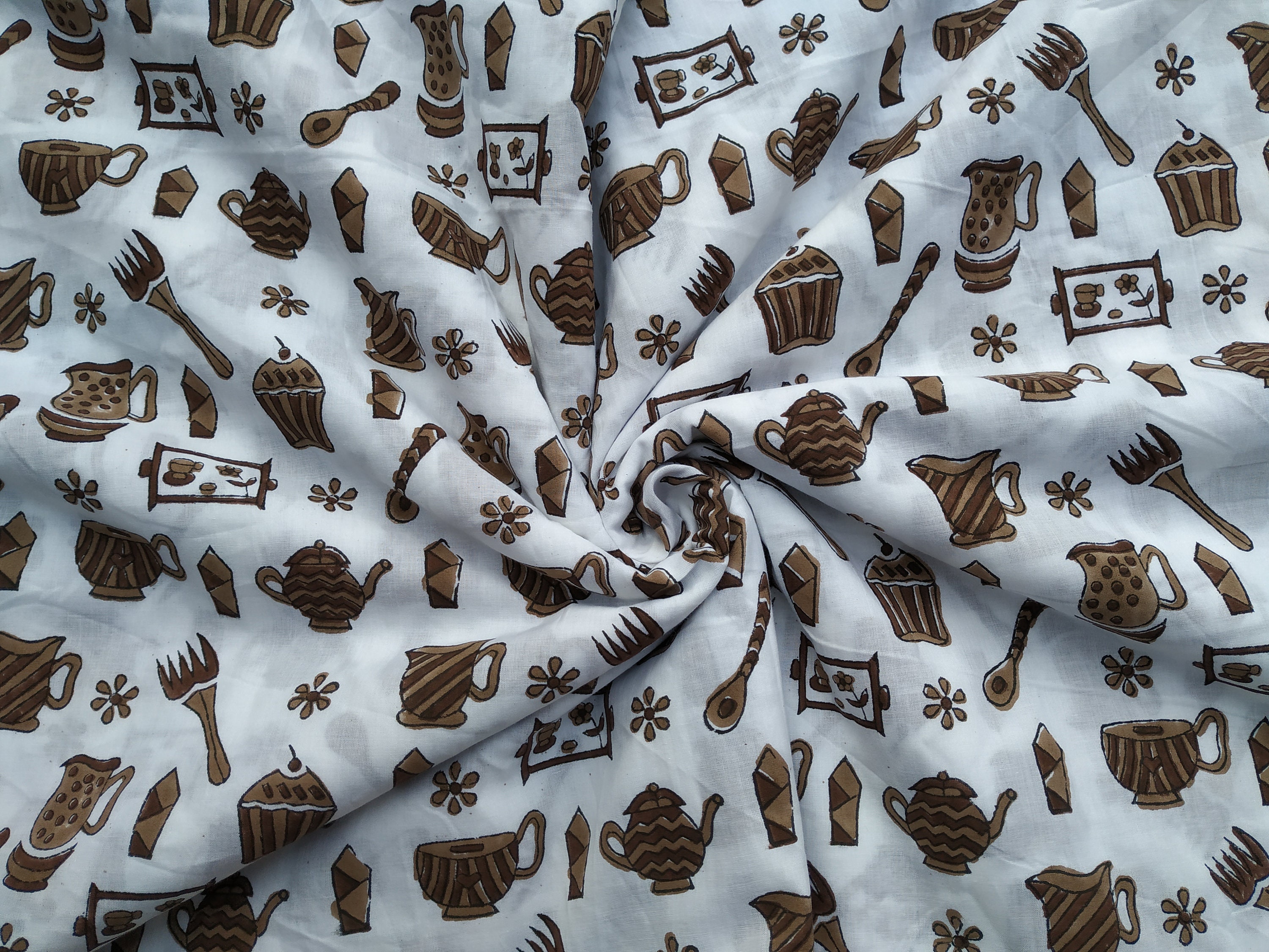 Schöne Schokolade braun Küche Set Design Hand Block gedruckt | Etsy