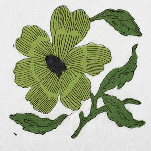 Hand Block Printed Cotton Napkins: Floral Green & Black, Set of 4 20X20 Halloween