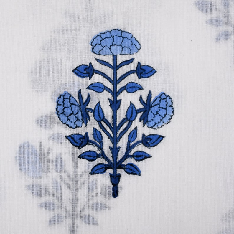 Indian Hand Block Printed 100% Cotton Soft Fabric by the yard, Washable Cloth Fabric for Curtains, Sewing