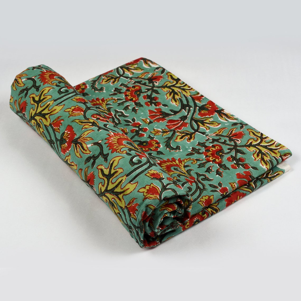 Floral Jade Green 100 Cotton Quilting Indian Fabric by the Etsy