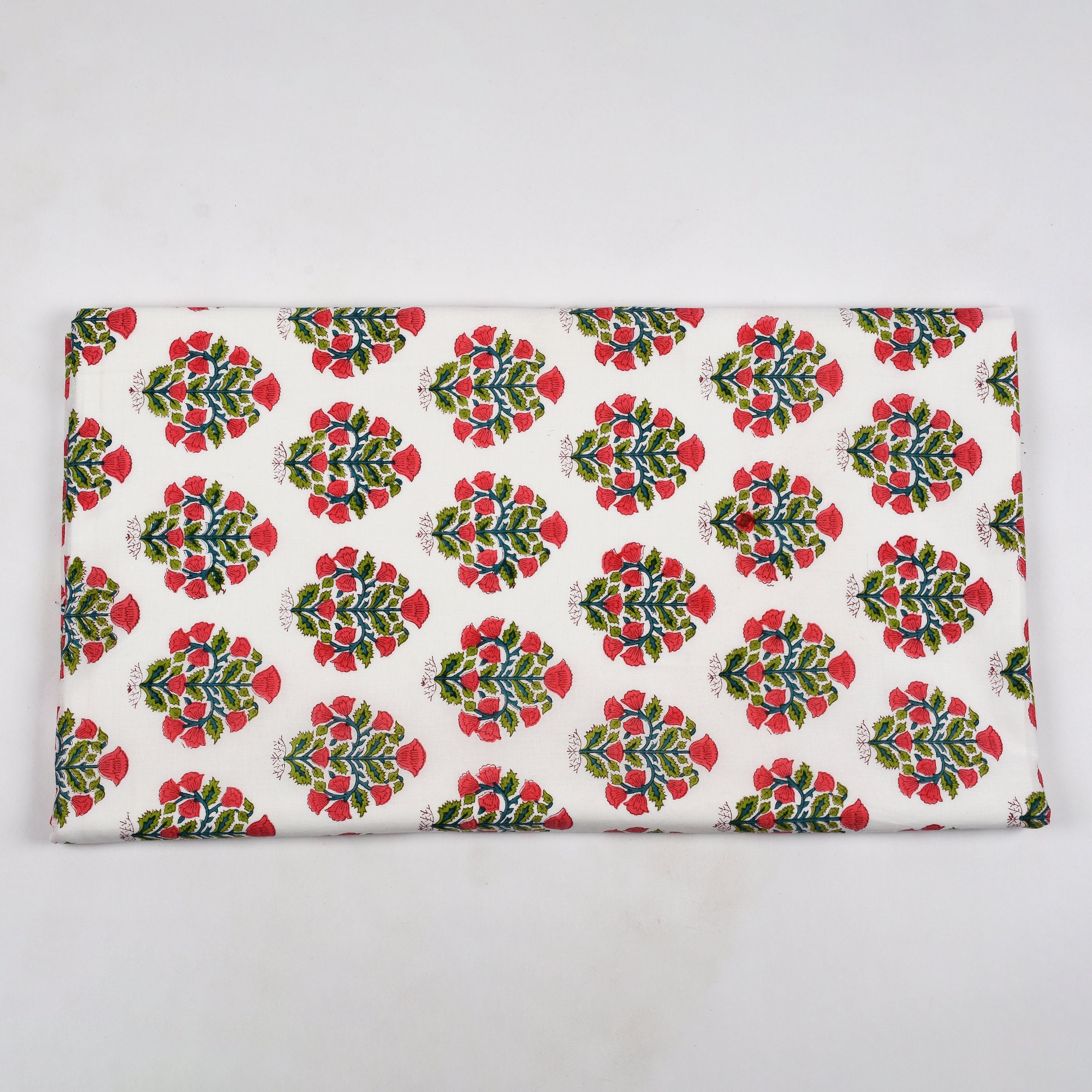 Floral Pink and Green 100 Cotton Quilting Fabric by the yard Etsy